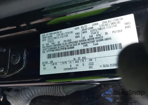 2023 Ford F150 Raptor из США, поврежденный, VIN 1FTFW1RG7PFB16589